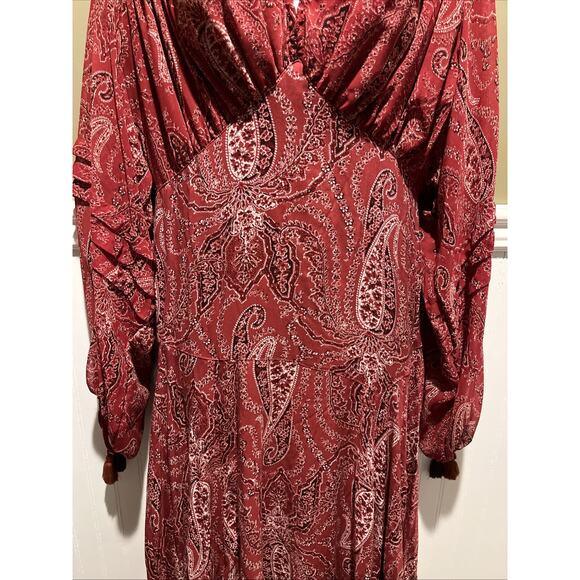 NWOT Free People Mirage Maxi Dress Size 8 MSRP: $198 Brick Red Paisley Boho - Picture 6 of 16